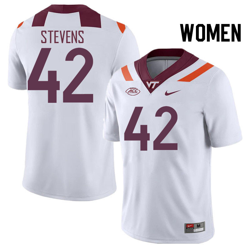 Women #42 Aycen Stevens Virginia Tech Hokies College Football Jerseys Stitched Sale-White